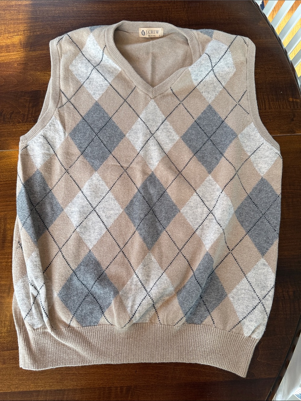 J. Crew Tan Knit Sweater Vest- cotton and cashmere